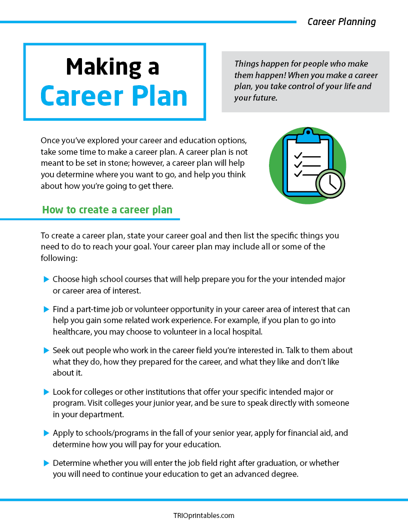 Making a Career Plan Informational Sheet