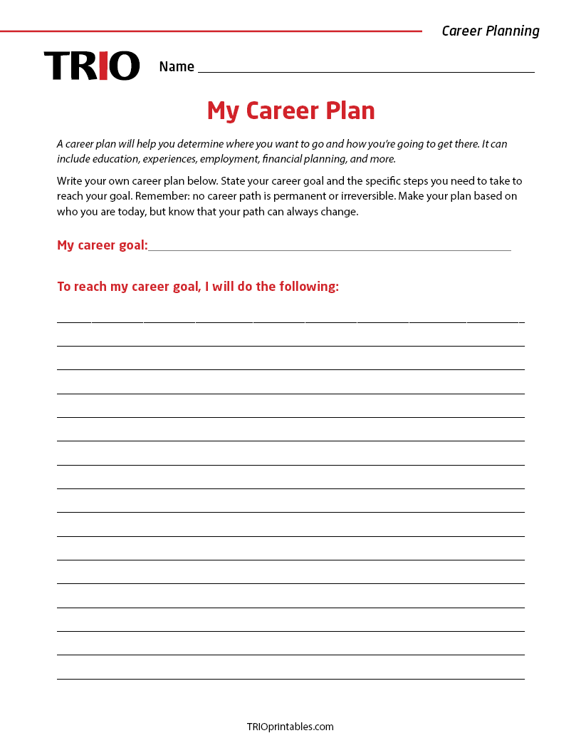 My Career Plan Activity Sheet