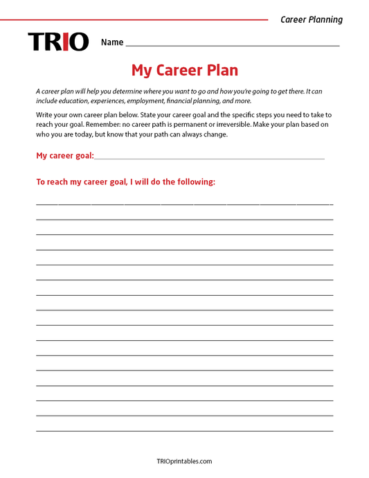 My Career Plan Activity Sheet