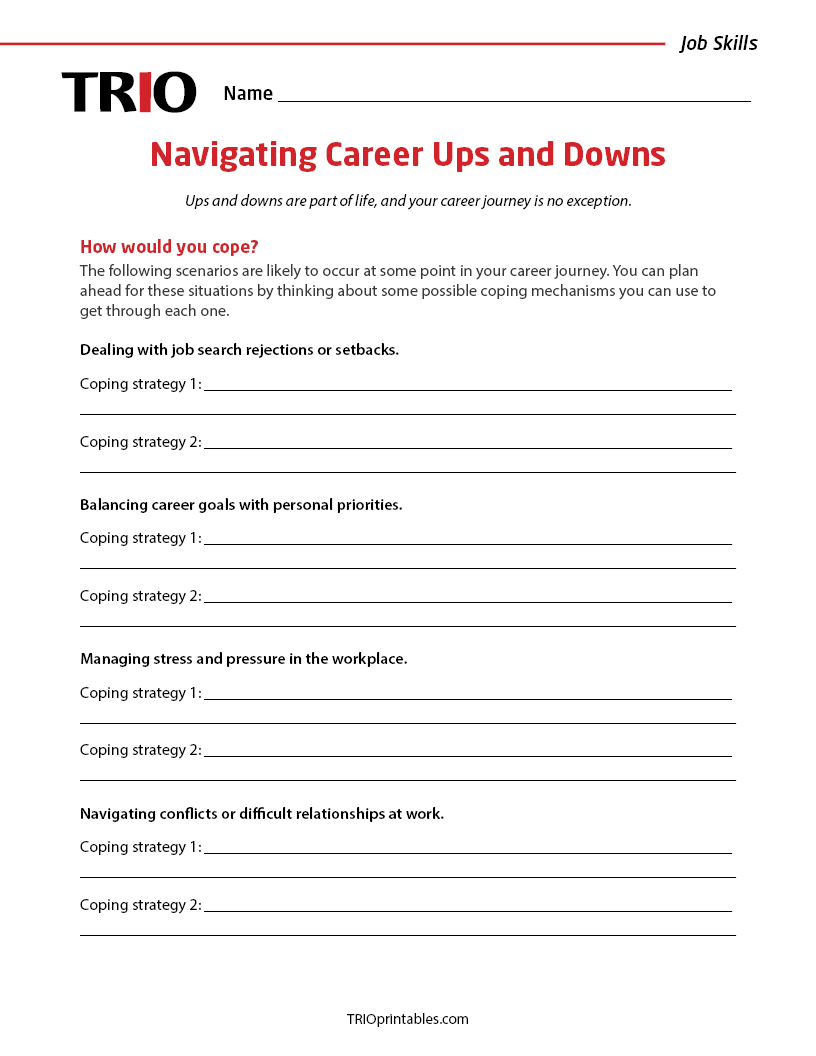 Navigating Career Ups and Downs Activity Sheet