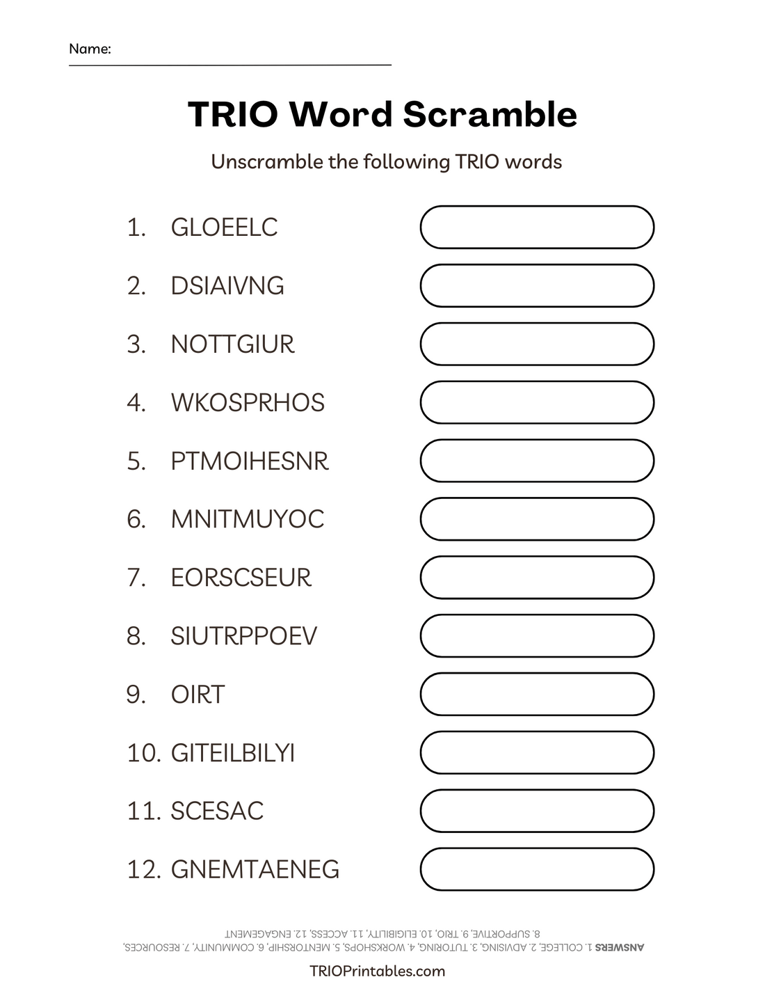 TRIO Word Scramble Puzzle – TRIO Printables