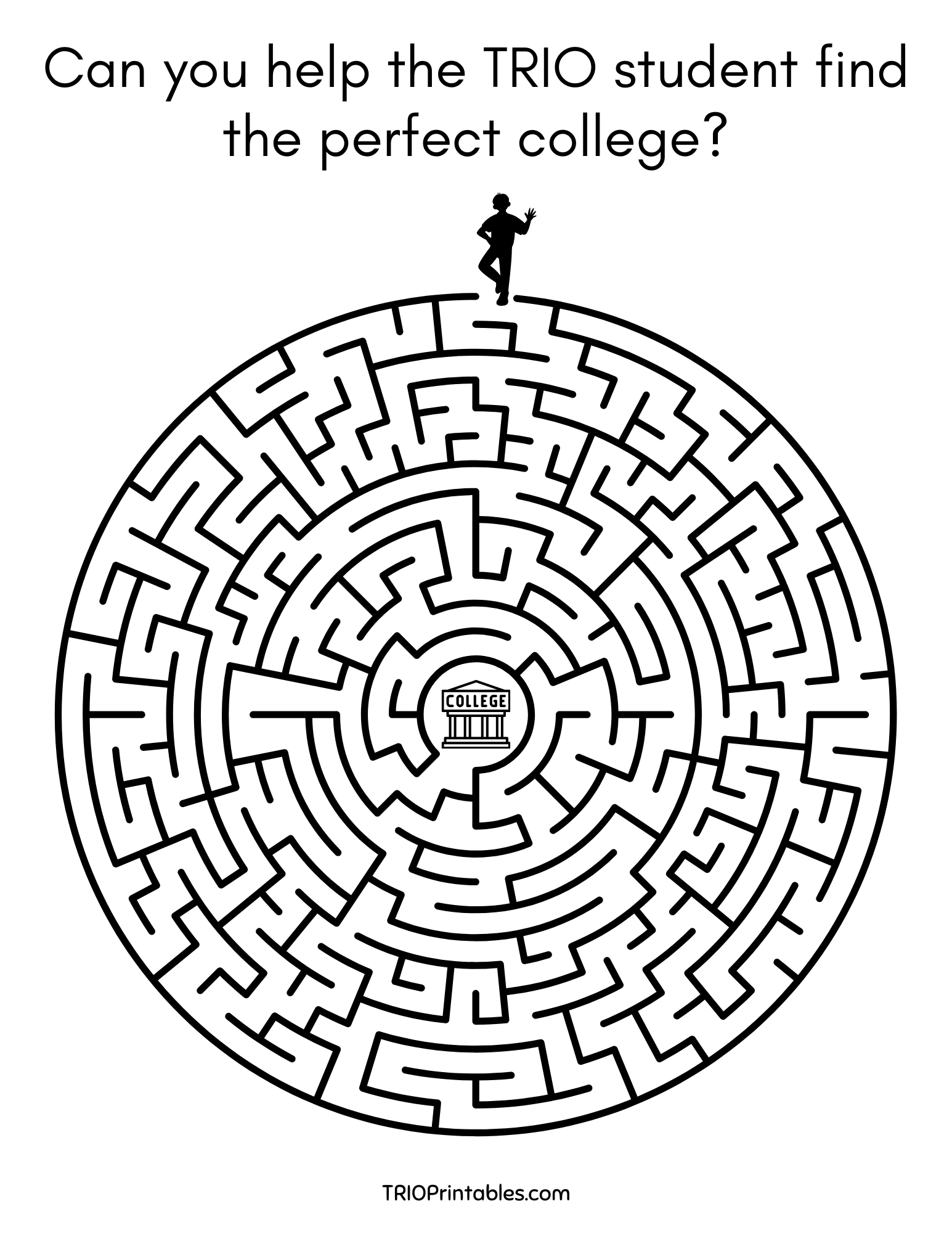 Find The Perfect College Maze – TRIO Printables