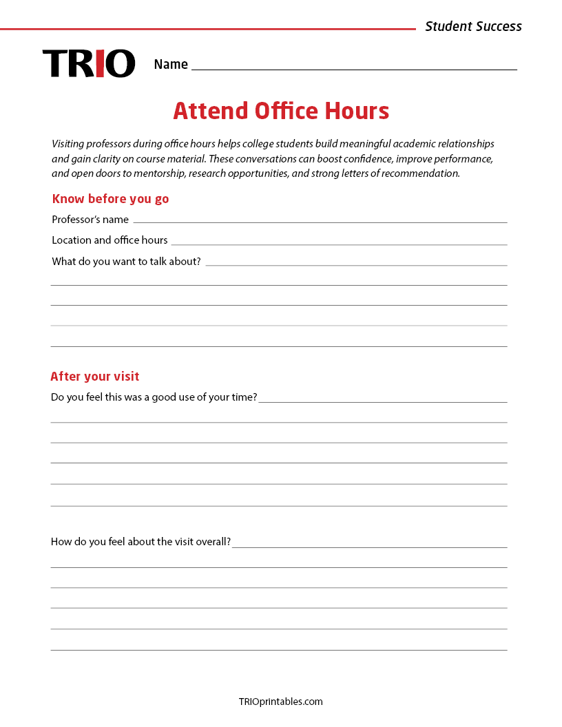 Attend Office Hours Activity Sheet