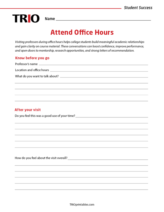 Attend Office Hours Activity Sheet
