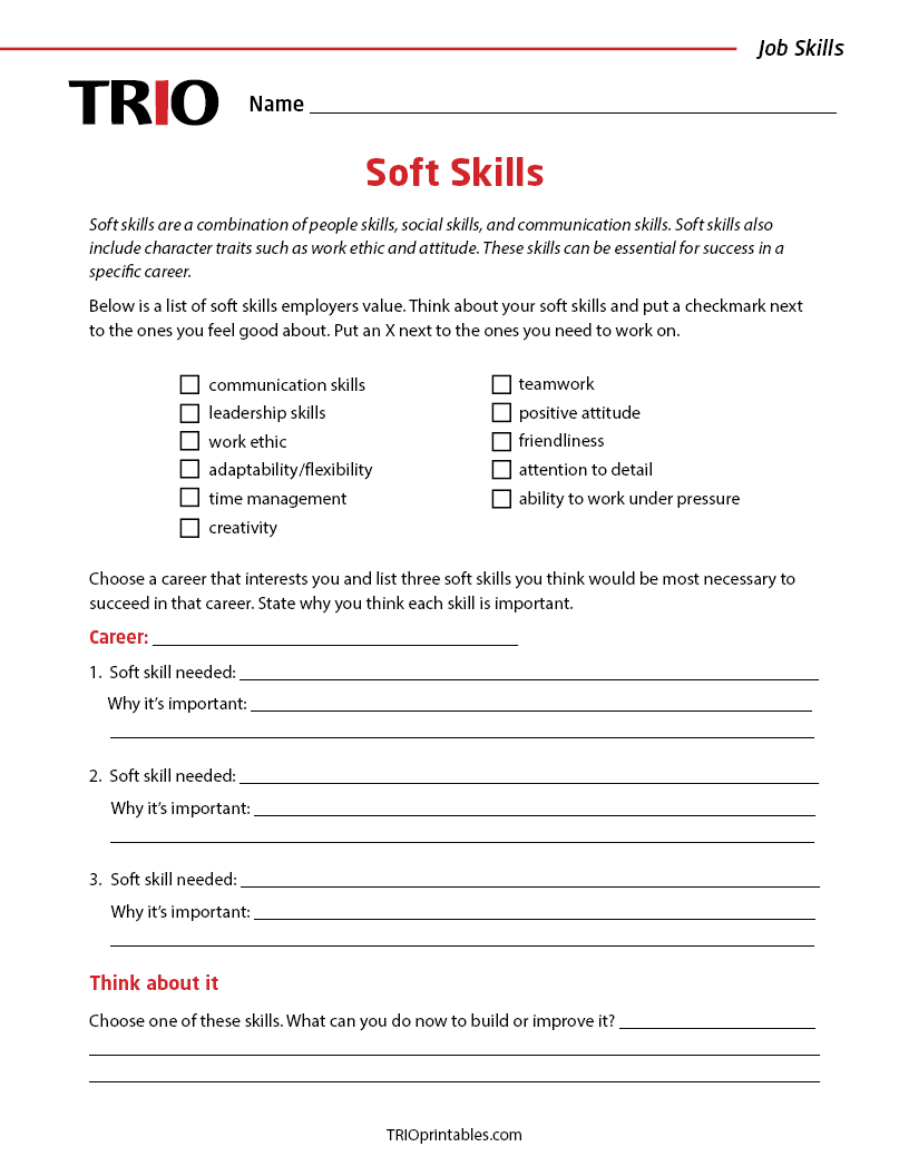 Soft Skills Activity Sheet