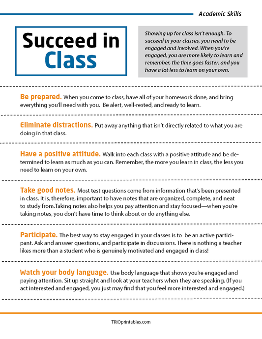 Succeed in Class Informational Sheet