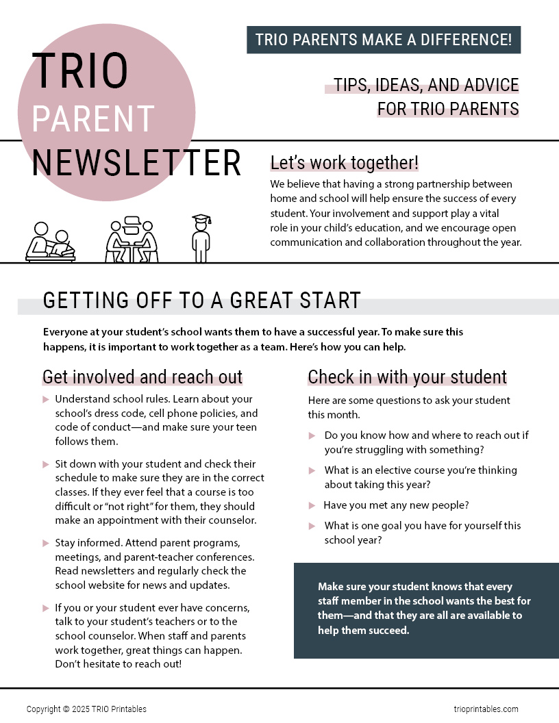 Getting Off to a Great Start Newsletter