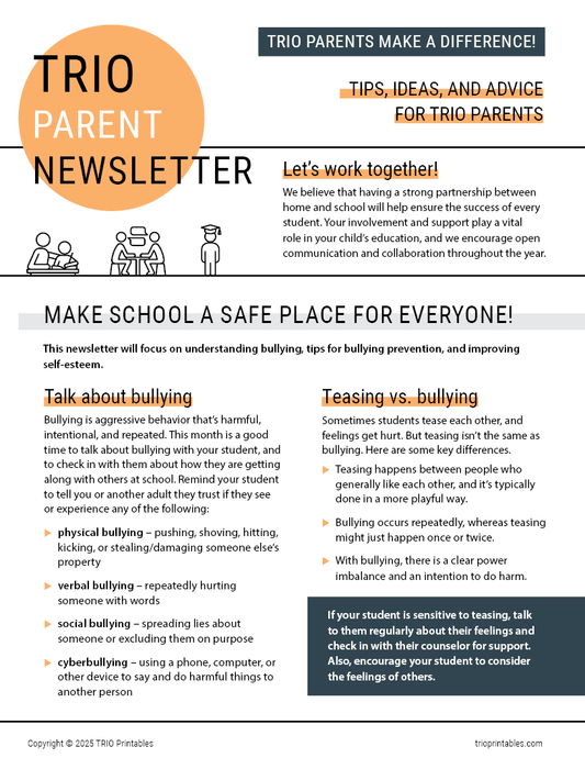 Make School a Safe Place for Everyone Newsletter