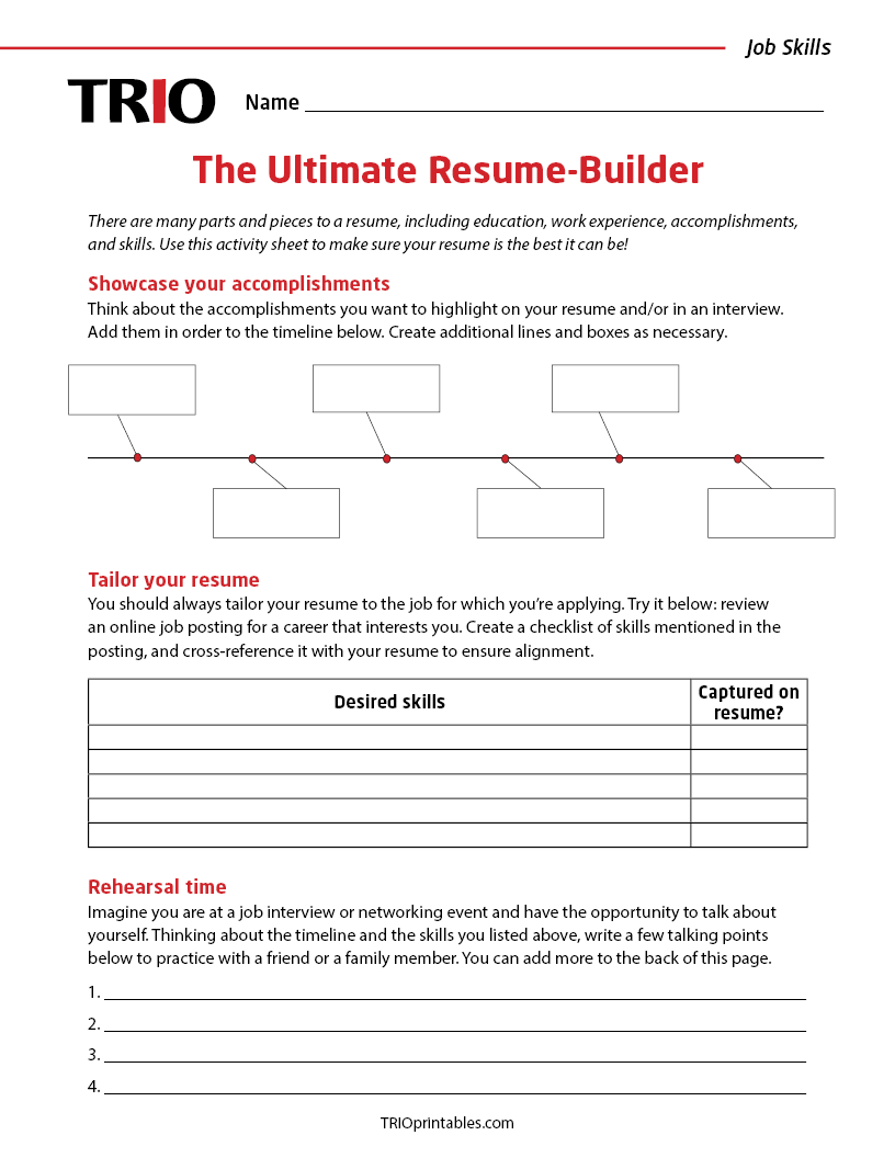 Resume Building Worksheet Free AI Resume Builder Resume Genius