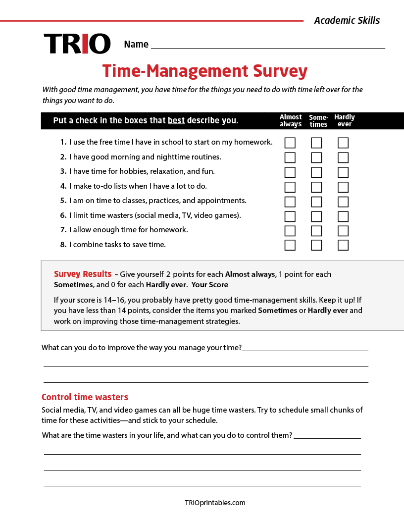 Time-Management Survey Activity Sheet