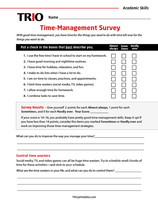 Time-Management Survey Activity Sheet