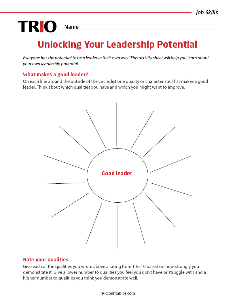 Unlocking Your Leadership Potential Activity Sheet